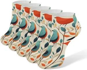 Flock Of Birds Ankle Socks Soft Breathable No Show Socks Comfortable Cotton Low Cut Casual Socks for Women Men 5 Pairs