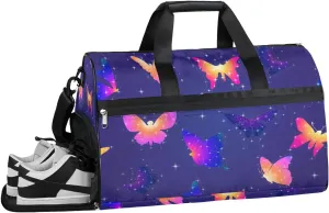 Fun Butterflies Style Gym Bag for Women Duffle with Shoes Compartment Men Weekender Duffel Bags for Travel Sports Swimming Overnight Dance