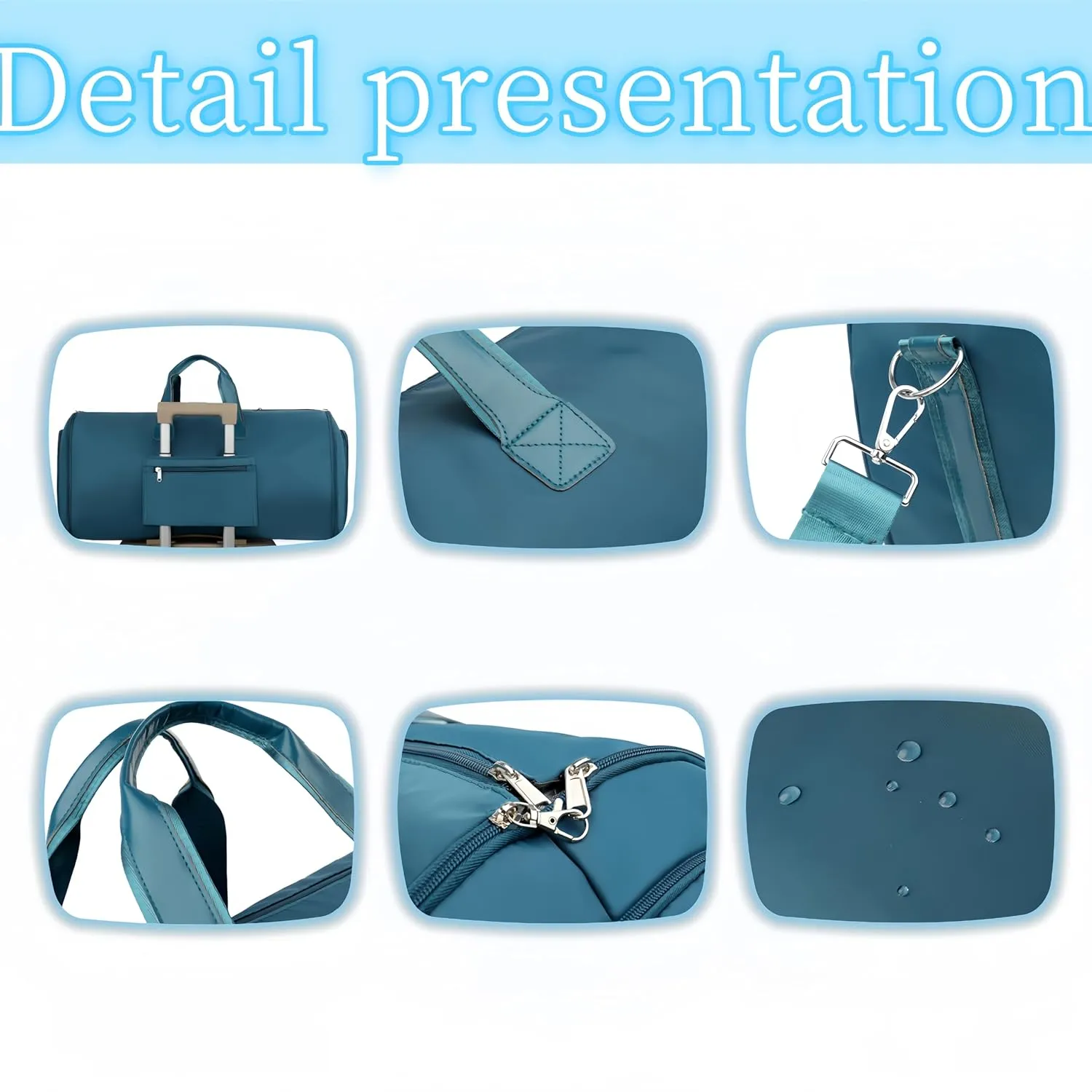 Garment Duffle Bag for Travel, Convertible Garment Bags, 57L Carry on Garment Bag, Garment Duffle Bags with Shoulder Strap & Shoes Compartment (Blue)