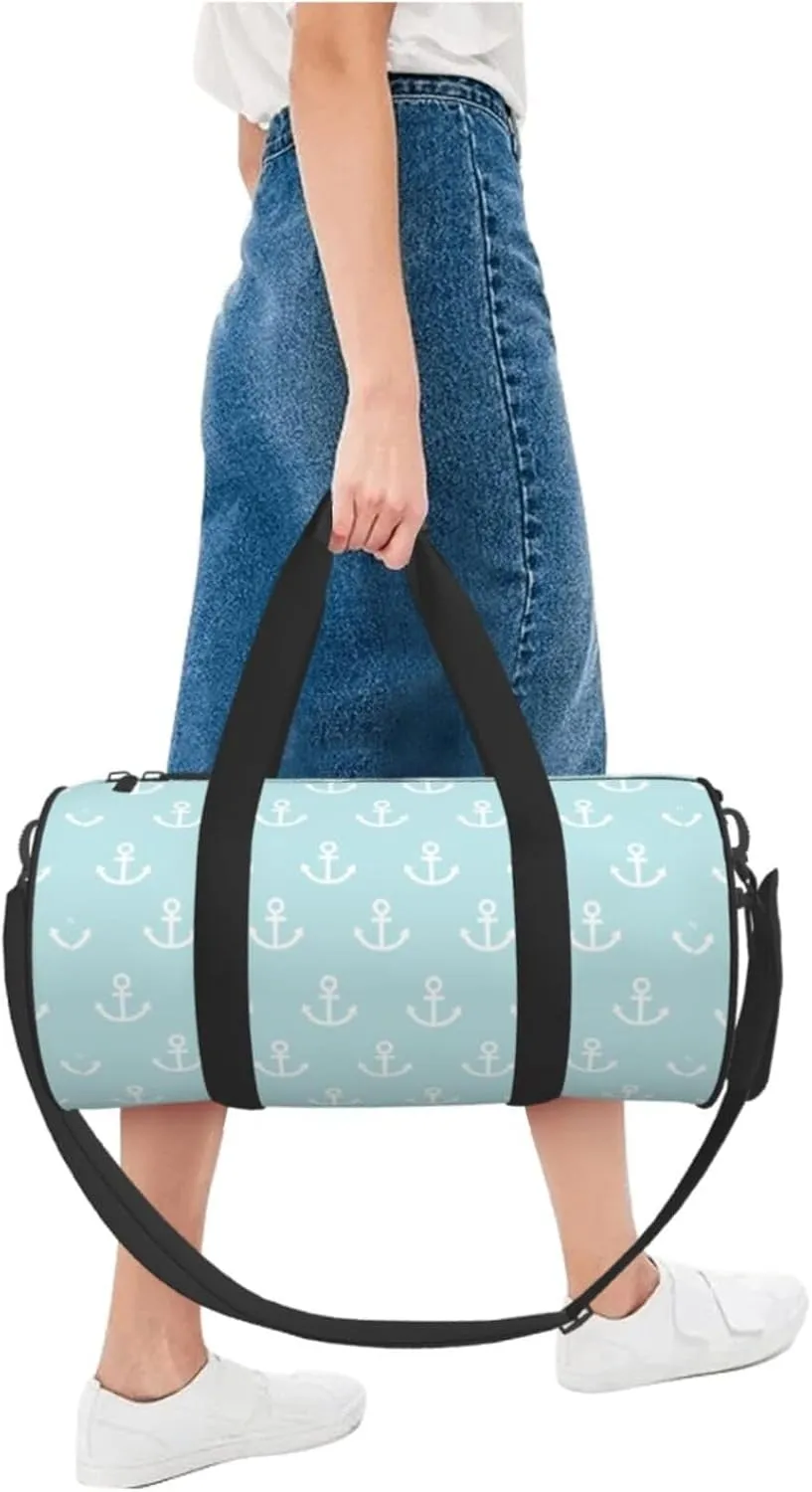 Gbuzozie Sports Gym Bag Travel Duffel Bag Shoes Compartment For Men Women Foldable Lightweight Yoga Gym Sports Bag, Anchors(Blue), One Size