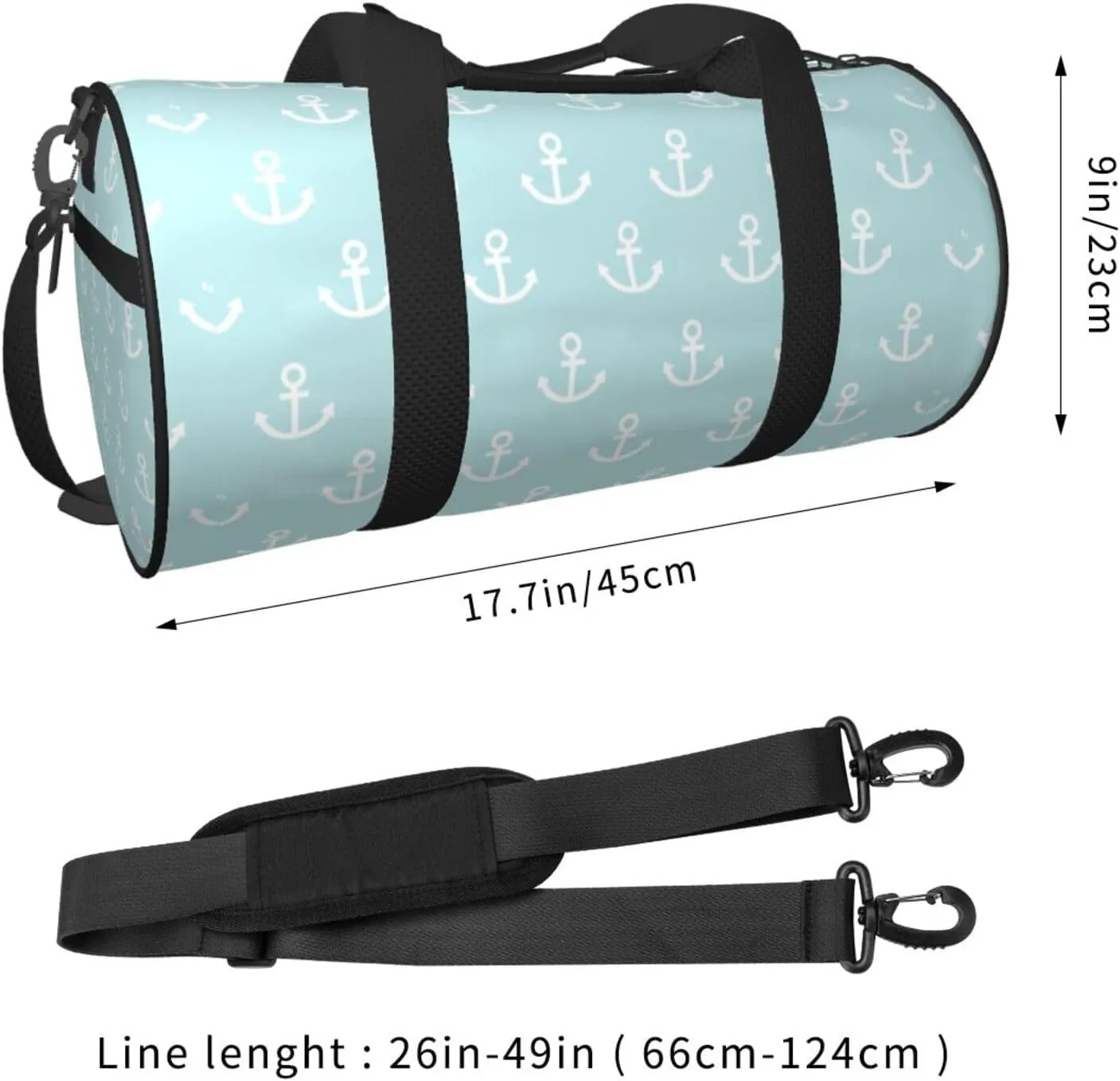 Gbuzozie Sports Gym Bag Travel Duffel Bag Shoes Compartment For Men Women Foldable Lightweight Yoga Gym Sports Bag, Anchors(Blue), One Size