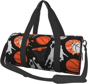 Gbuzozie Sports Gym Bag Travel Duffel Bag Shoes Compartment For Men Women Foldable Lightweight Yoga Gym Sports Bag, Basketball #02, One Size