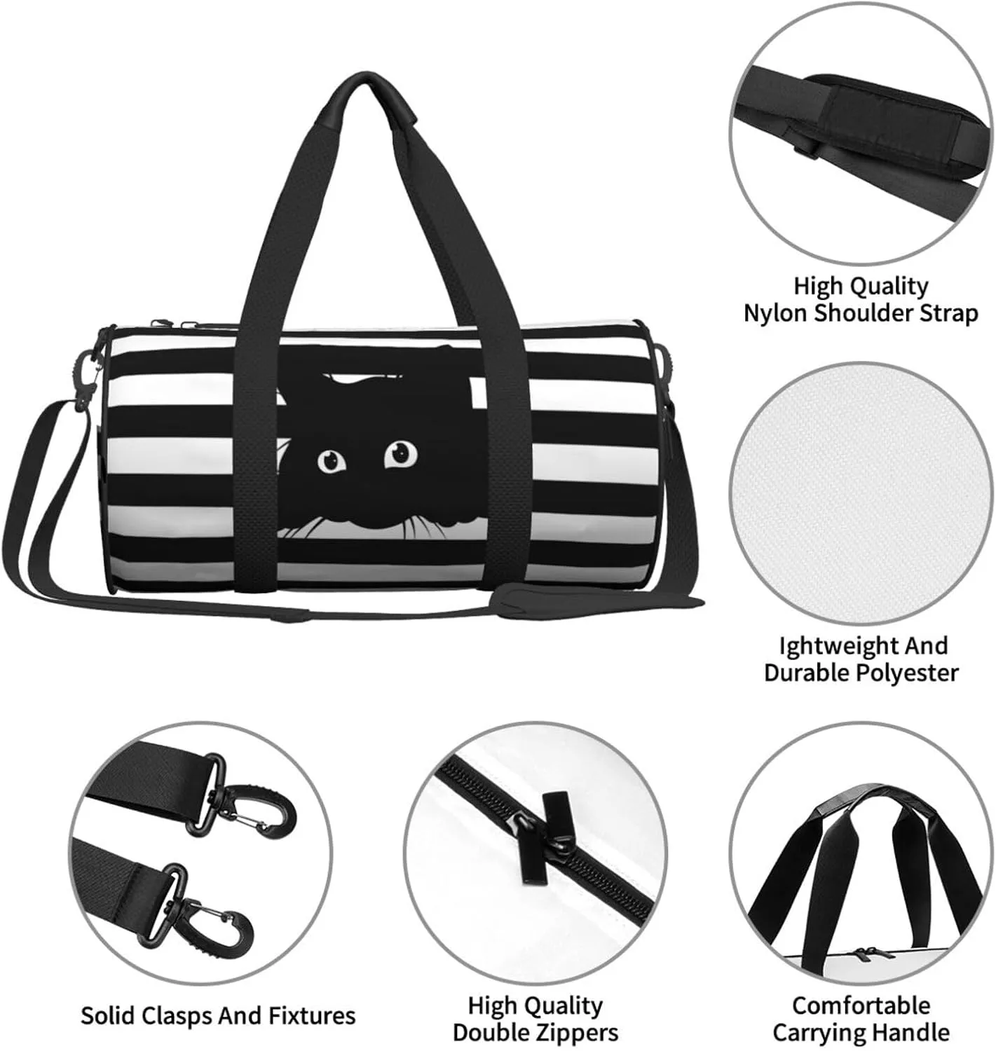 Gbuzozie Sports Gym Bag Travel Duffel Bag Shoes Compartment For Men Women Foldable Lightweight Yoga Gym Sports Bag, Cats #03, One Size