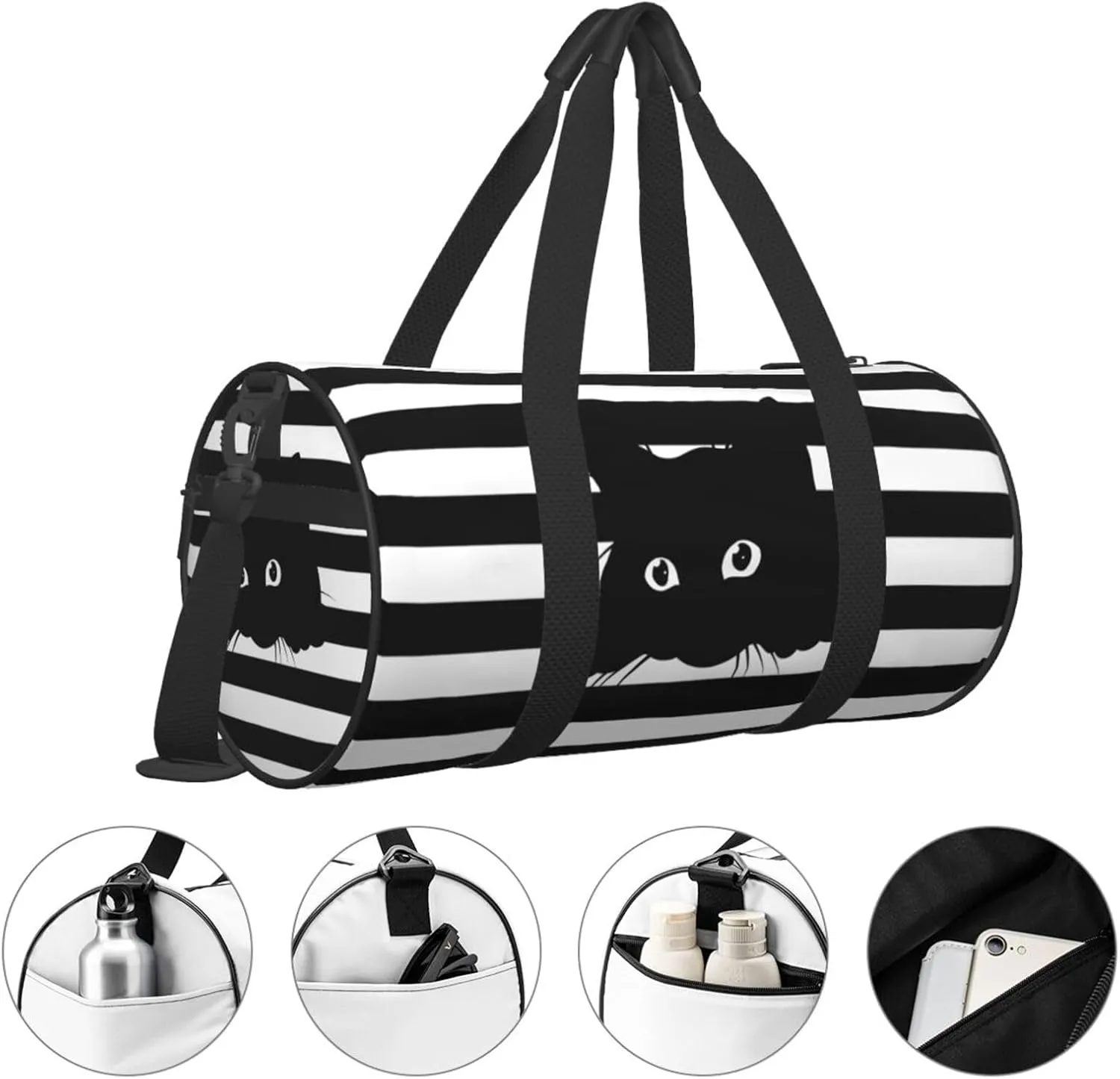 Gbuzozie Sports Gym Bag Travel Duffel Bag Shoes Compartment For Men Women Foldable Lightweight Yoga Gym Sports Bag, Cats #03, One Size