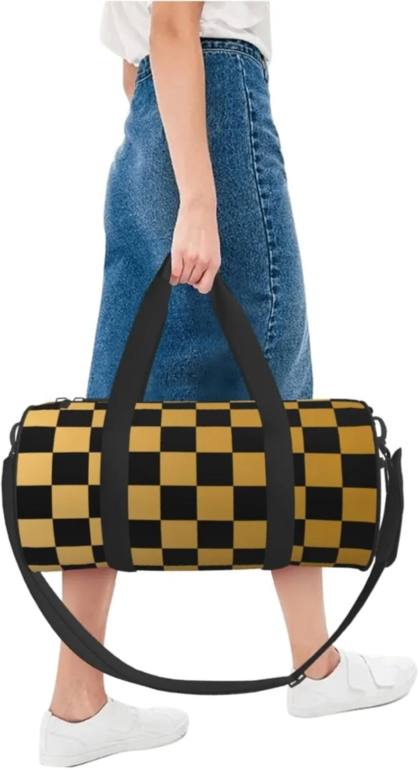 Gbuzozie Sports Gym Bag Travel Duffel Bag Shoes Compartment For Men Women Foldable Lightweight Yoga Gym Sports Bag, Checkered #04, One Size