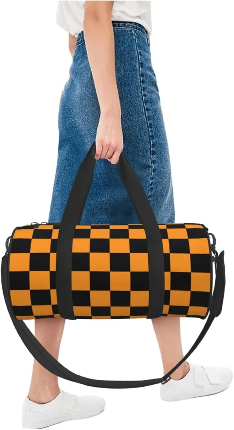Gbuzozie Sports Gym Bag Travel Duffel Bag Shoes Compartment For Men Women Foldable Lightweight Yoga Gym Sports Bag, Checkered #06, One Size