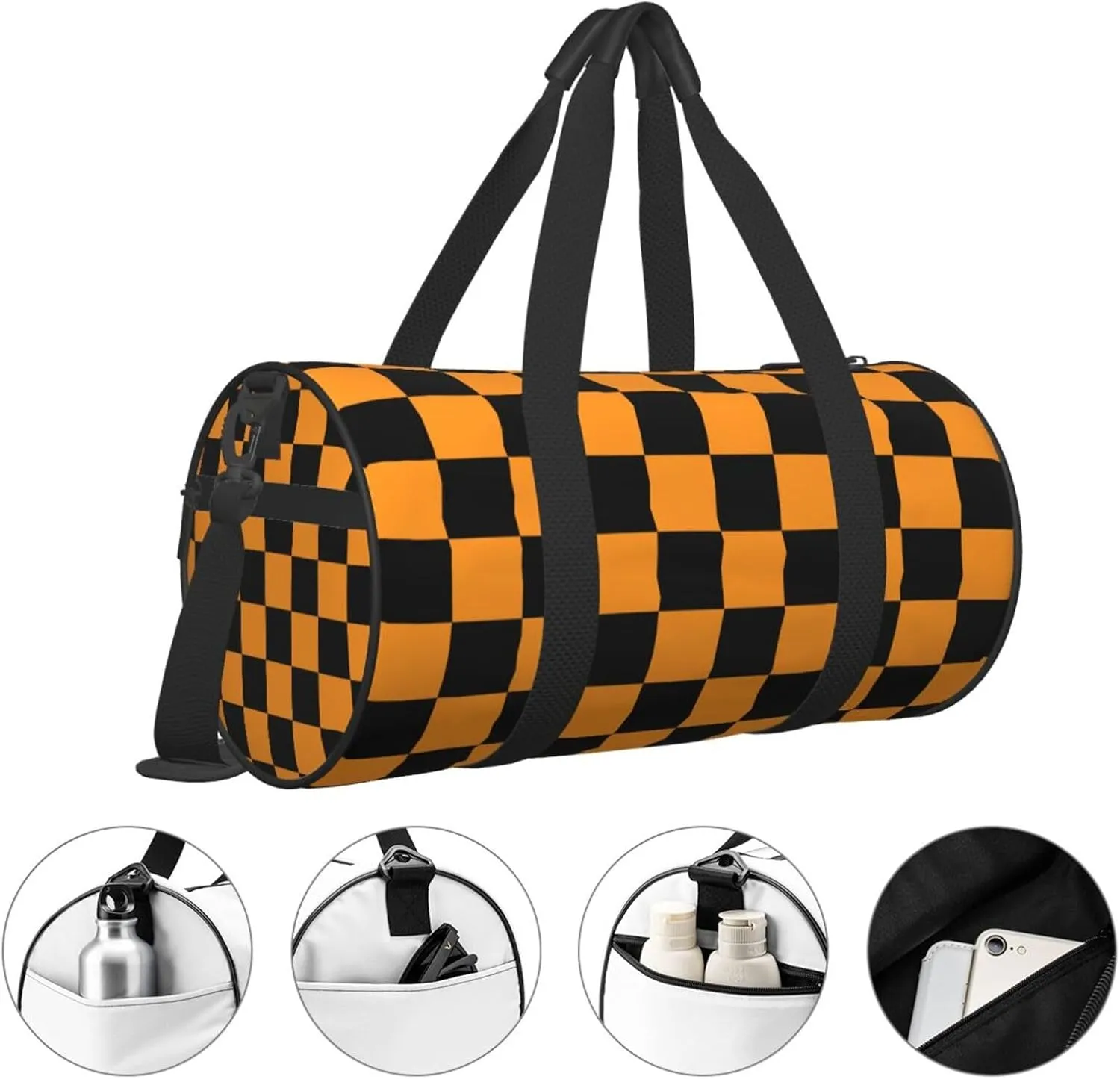 Gbuzozie Sports Gym Bag Travel Duffel Bag Shoes Compartment For Men Women Foldable Lightweight Yoga Gym Sports Bag, Checkered #06, One Size