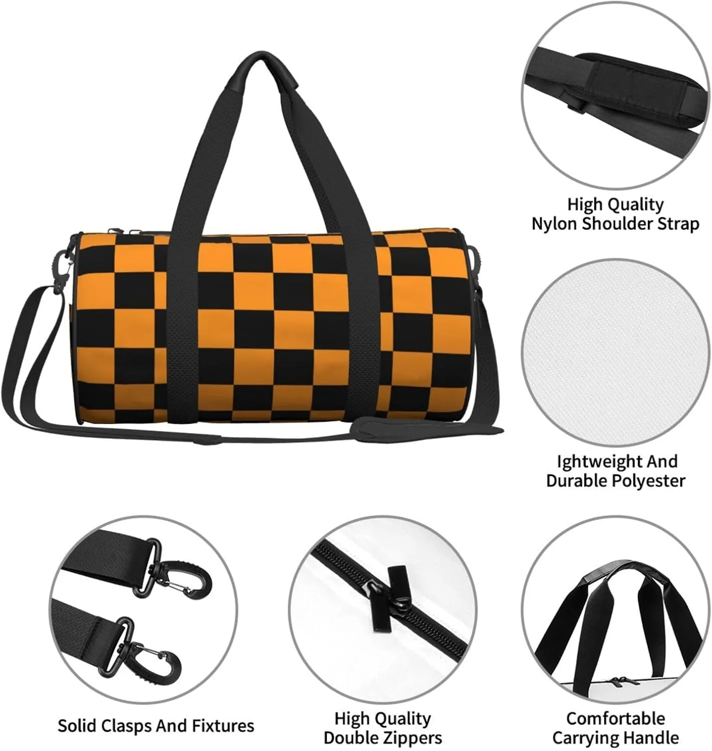Gbuzozie Sports Gym Bag Travel Duffel Bag Shoes Compartment For Men Women Foldable Lightweight Yoga Gym Sports Bag, Checkered #06, One Size