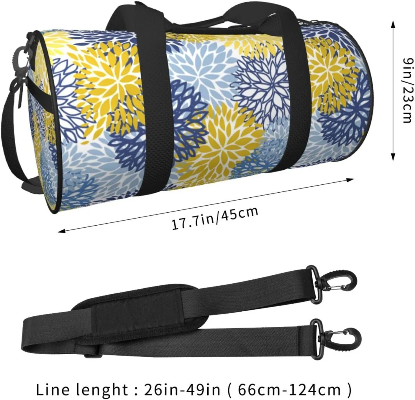 Gbuzozie Sports Gym Bag Travel Duffel Bag Shoes Compartment For Men Women Foldable Lightweight Yoga Gym Sports Bag, Chrysanthemum Flowers, One Size