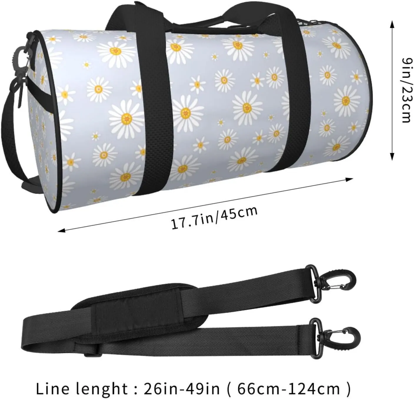 Gbuzozie Sports Gym Bag Travel Duffel Bag Shoes Compartment For Men Women Foldable Lightweight Yoga Gym Sports Bag, Daisies Flowers, One Size