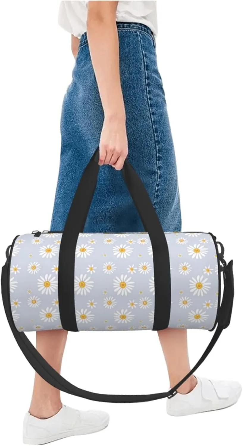 Gbuzozie Sports Gym Bag Travel Duffel Bag Shoes Compartment For Men Women Foldable Lightweight Yoga Gym Sports Bag, Daisies Flowers, One Size