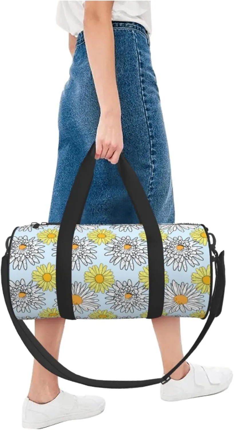 Gbuzozie Sports Gym Bag Travel Duffel Bag Shoes Compartment For Men Women Foldable Lightweight Yoga Gym Sports Bag, Daisy Flowers, One Size