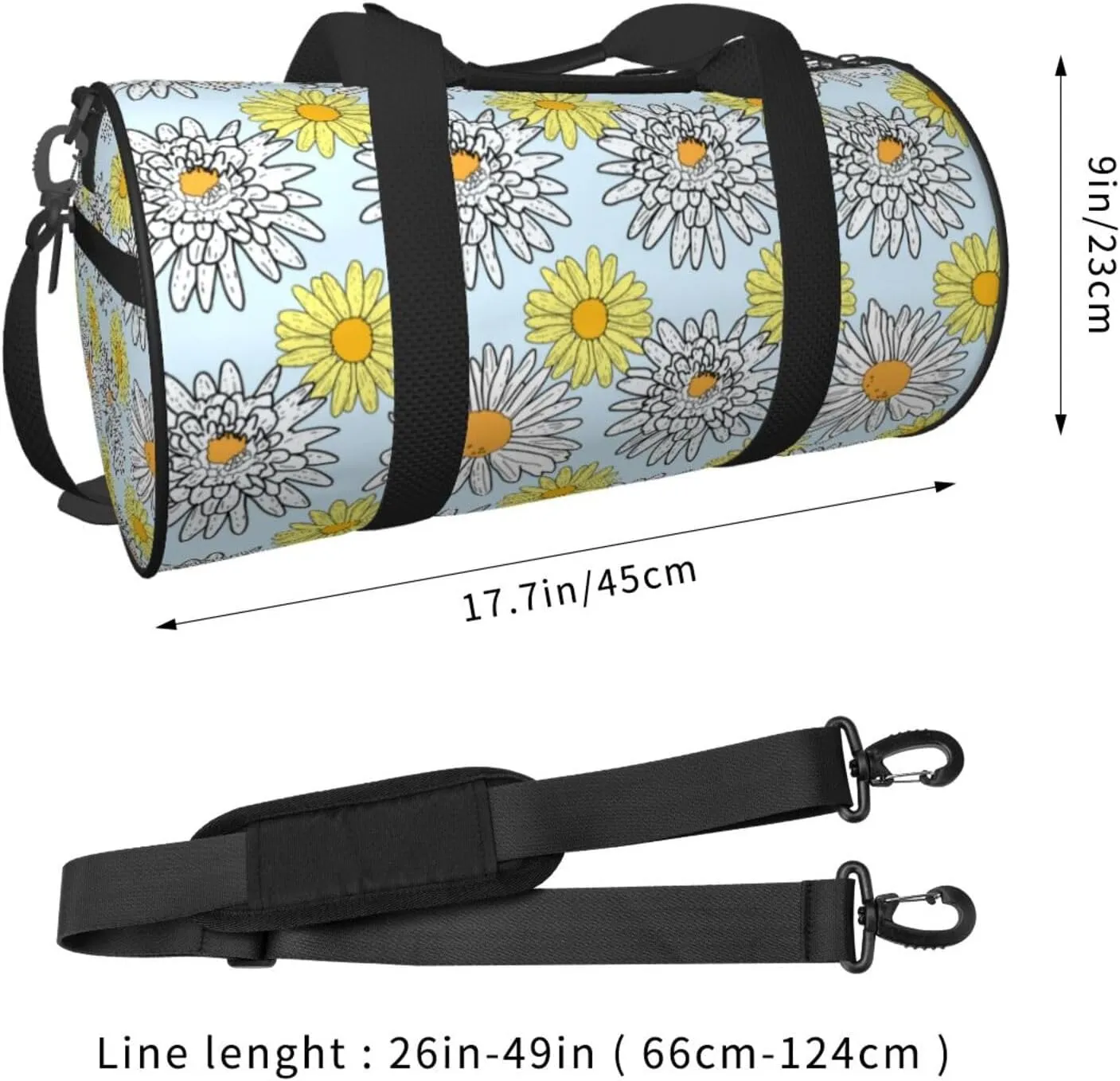 Gbuzozie Sports Gym Bag Travel Duffel Bag Shoes Compartment For Men Women Foldable Lightweight Yoga Gym Sports Bag, Daisy Flowers, One Size