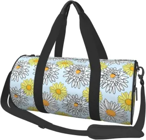 Gbuzozie Sports Gym Bag Travel Duffel Bag Shoes Compartment For Men Women Foldable Lightweight Yoga Gym Sports Bag, Daisy Flowers, One Size