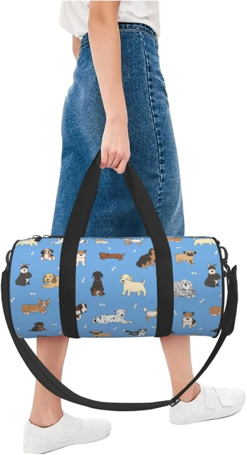 Gbuzozie Sports Gym Bag Travel Duffel Bag Shoes Compartment For Men Women Foldable Lightweight Yoga Gym Sports Bag, Dogs(Blue #01), One Size