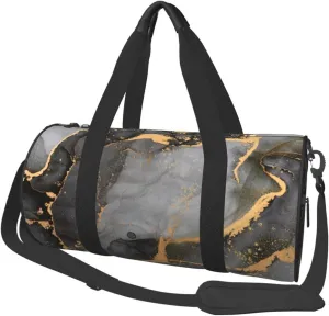 Gbuzozie Sports Gym Bag Travel Duffel Bag Shoes Compartment For Men Women Foldable Lightweight Yoga Gym Sports Bag, Marble Flowing Textures, One Size