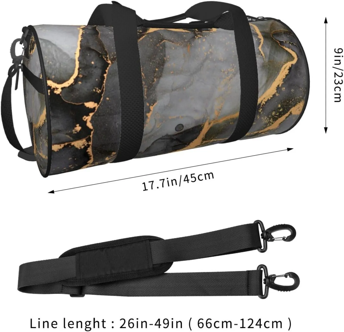 Gbuzozie Sports Gym Bag Travel Duffel Bag Shoes Compartment For Men Women Foldable Lightweight Yoga Gym Sports Bag, Marble Flowing Textures, One Size