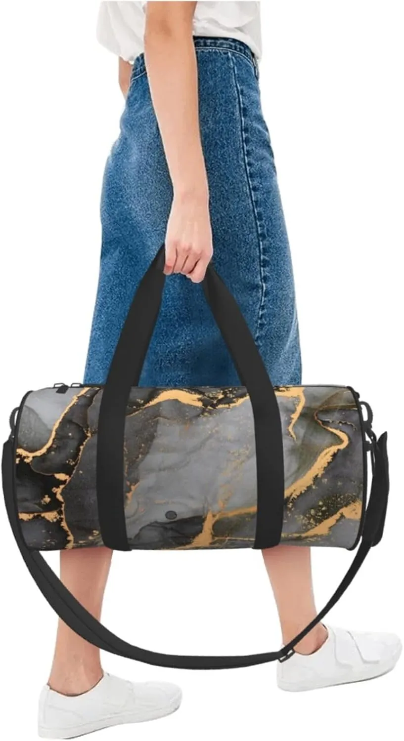 Gbuzozie Sports Gym Bag Travel Duffel Bag Shoes Compartment For Men Women Foldable Lightweight Yoga Gym Sports Bag, Marble Flowing Textures, One Size