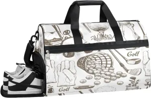 Golf Sport Resistant Sports Gym Bag for Women Men Travel Duffel bag with Wet Pocket & Shoes Compartment Waterproof Weekender Bag 19.7"x9.9"x13"