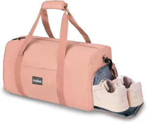 Goloni 22" Women's Large Duffel/Weekender Bag With Shoes Compartment For Travel Bags For Gym Workout Garment Luggage Overnight Bags, Light Pink