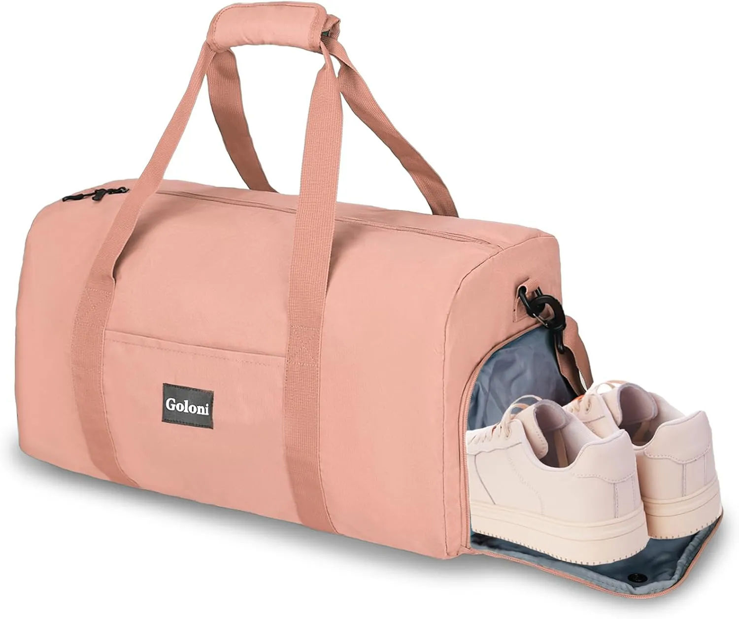 Goloni 22" Women's Large Duffel/Weekender Bag With Shoes Compartment For Travel Bags For Gym Workout Garment Luggage Overnight Bags, Light Pink