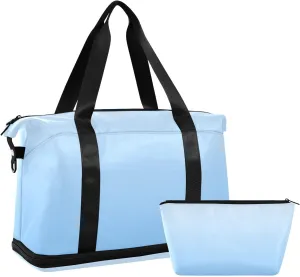 Gradient Blue Weekender Bags for Women Travel Duffel Bags with Shoe Compartment Overnight Bag Carry on Sports Duffel Bag with Toiletry Bag for Travel/Business/Gift Gradient Blue