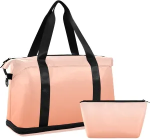 Gradient Coral Weekender Bags for Women Travel Duffel Bags with Shoe Compartment Overnight Bag Carry on Sports Duffel Bag with Toiletry Bag for Travel/Business/Gift Gradient Coral
