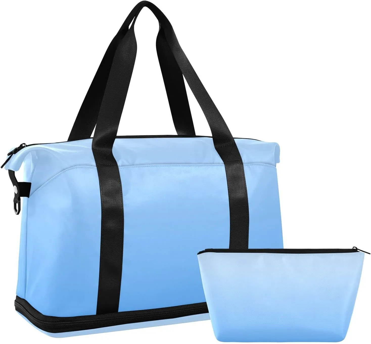Gradient Dodger Blue Weekender Bags for Women Travel Duffel Bags with Shoe Compartment Overnight Bag Carry on Sports Duffel Bag with Toiletry Bag for Travel/Business/Gift