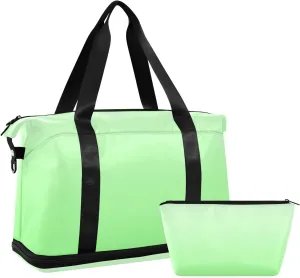 Gradient Fluorescent Green Weekender Bags for Women Travel Duffel Bags with Shoe Compartment Overnight Bag Carry on Sports Duffel Bag with Toiletry Bag for Travel/Business/Gift