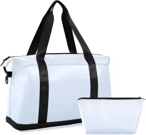 Gradient Light Blue Green Weekender Bags for Women Travel Duffel Bags with Shoe Compartment Overnight Bag Carry on Sports Duffel Bag with Toiletry Bag for Travel/Business/Gift