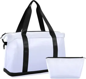 Gradient Powder Blue Weekender Bags for Women Travel Duffel Bags with Shoe Compartment Overnight Bag Carry on Sports Duffel Bag with Toiletry Bag for Travel/Business/Gift
