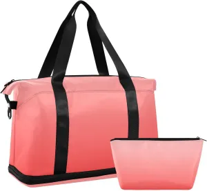 Gradient Red Weekender Bags for Women Travel Duffel Bags with Shoe Compartment Overnight Bag Carry on Sports Duffel Bag with Toiletry Bag for Travel/Business/Gift Gradient Red