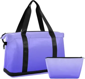 Gradient Royal Blue Weekender Bags for Women Travel Duffel Bags with Shoe Compartment Overnight Bag Carry on Sports Duffel Bag with Toiletry Bag for Travel/Business/Gift Gradient Royal Blue