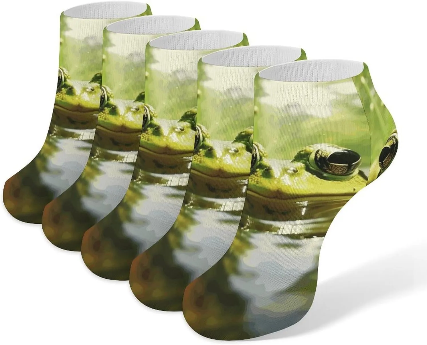 Green Frog Ankle Socks Soft Breathable No Show Socks Comfortable Cotton Low Cut Casual Socks for Women Men 5 Pairs
