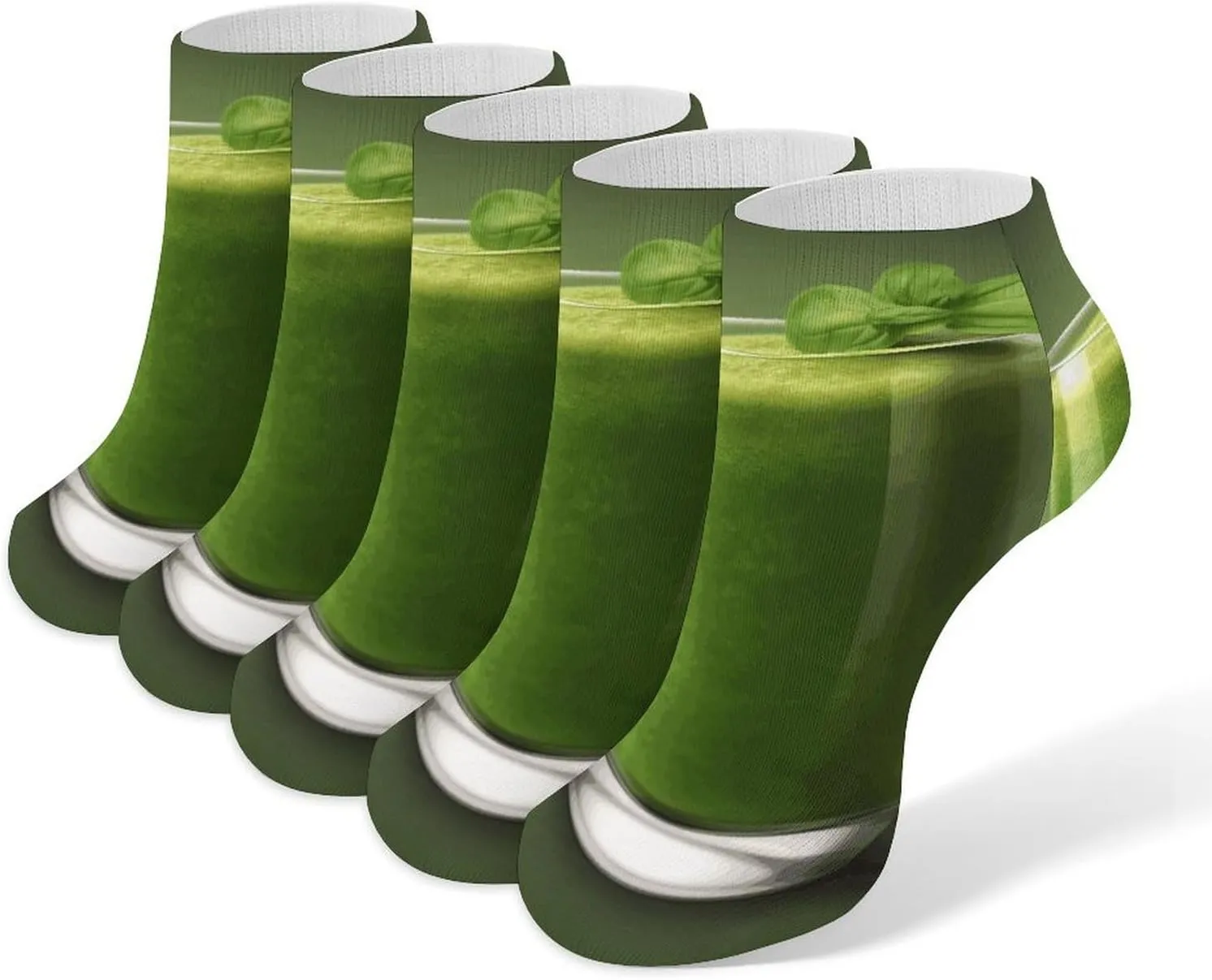 Green Fruit Juice Ankle Socks Soft Breathable No Show Socks Comfortable Cotton Low Cut Casual Socks for Women Men 5 Pairs