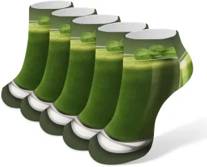 Green Fruit Juice Ankle Socks Soft Breathable No Show Socks Comfortable Cotton Low Cut Casual Socks for Women Men 5 Pairs