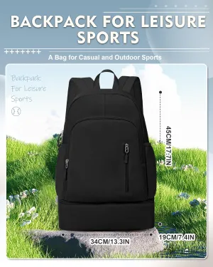 Gym Backpack for Women with Shoes Compartment, waterproof Sports Backpack with Dry Wet Separated Pocket, Gym Bags for Fitness Yoga Travel, Black