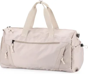 Gym Bag for Women,Vaschy 20in Medium Weekender Overnight Carry on Duffle Bag with Shoes Compartments Luggage Sleeve for Travel Beige