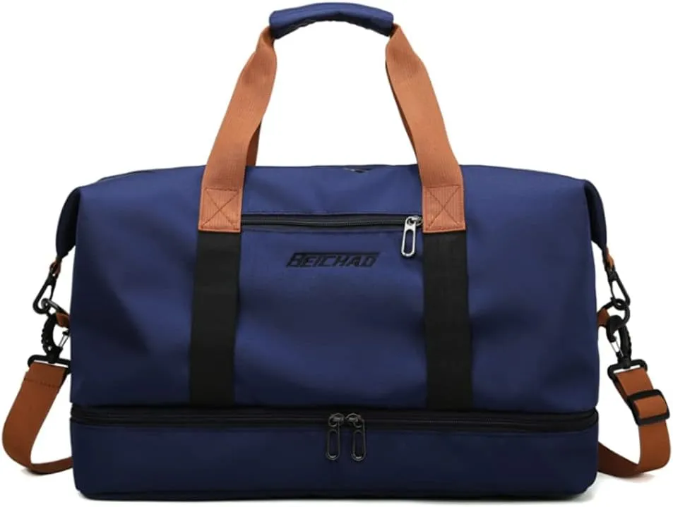 Gym Bag Travel Duffel Bag Weekender Bag Sports Tote Bag for Men and Women with Dry Wet Pocket & Shoes Compartment (Green), Blue