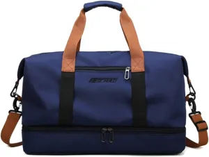 Gym Bag Travel Duffel Bag Weekender Bag Sports Tote Bag for Men and Women with Dry Wet Pocket & Shoes Compartment (Green), Blue