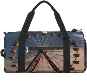 Gym Bags for Men Women,Ferris Wheel Print Workout Bag with Shoes Compartment,Sports Duffle Bag,Travel Gym Bag,Carry On Weekender Bag