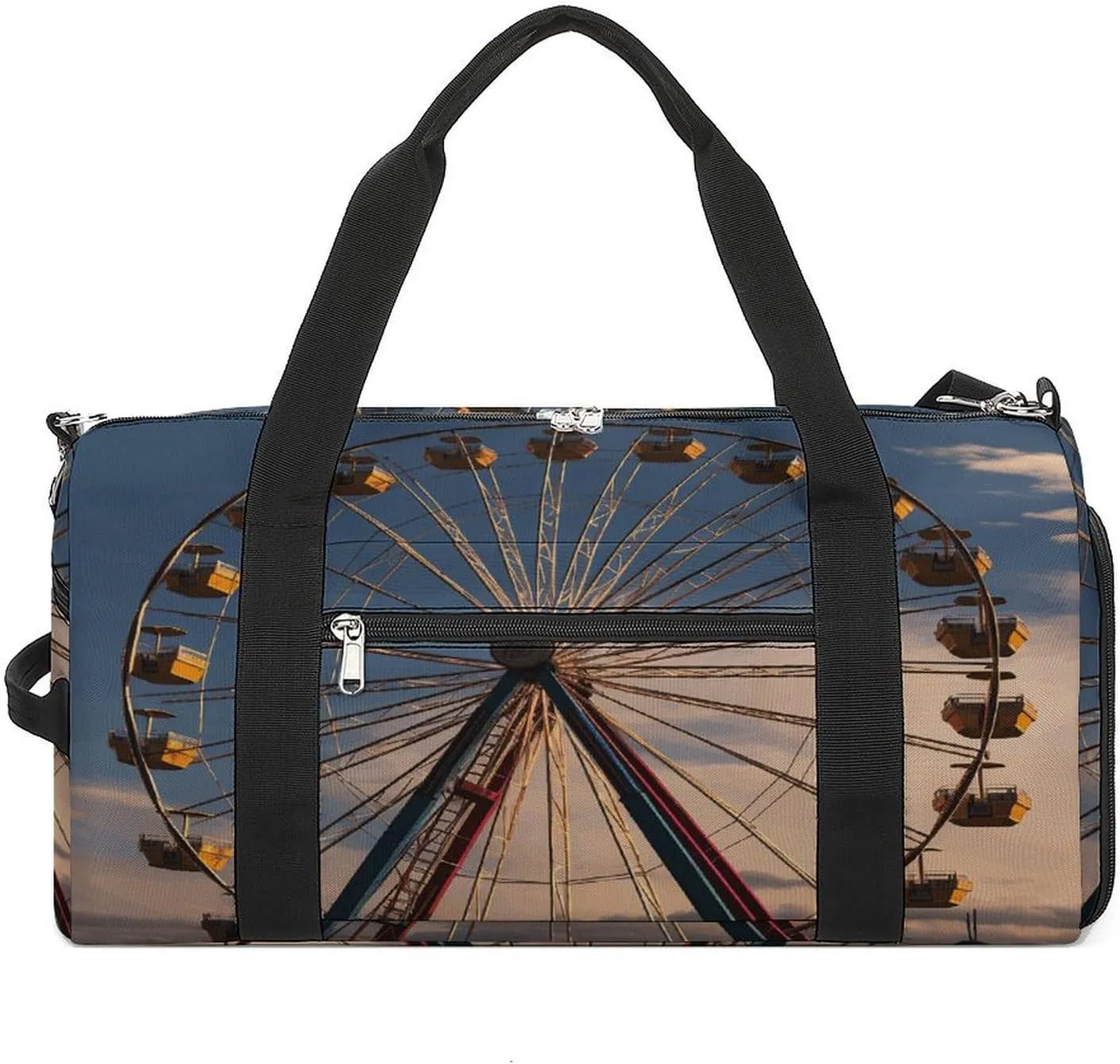 Gym Bags for Men Women,Ferris Wheel Print Workout Bag with Shoes Compartment,Sports Duffle Bag,Travel Gym Bag,Carry On Weekender Bag