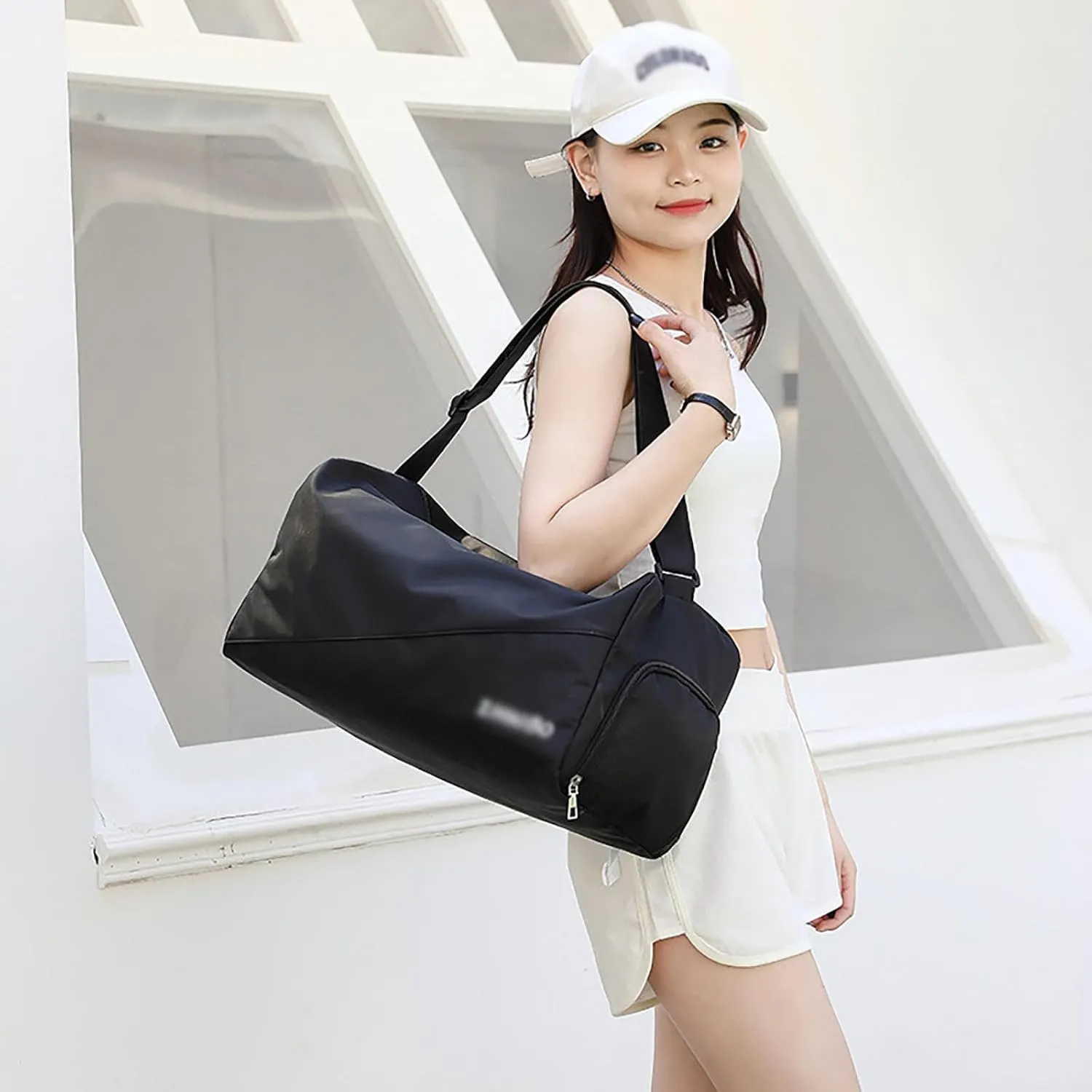 Gym Sports Bag for Men Women, Waterproof Travel Duffle Bag with Shoes Compartment and Wet Pocket,Weekender Overnight Packable Duffle Bag,D