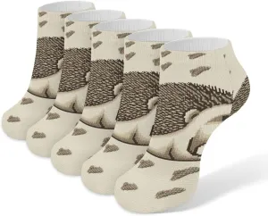Hedgehog Ankle Socks Soft Breathable No Show Socks Comfortable Cotton Low Cut Casual Socks for Women Men 5 Pairs