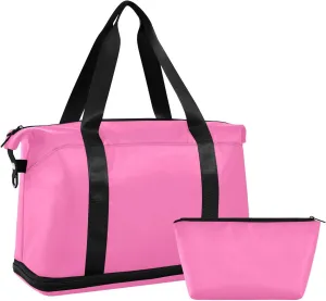 Hot Pink Weekender Bags for Women Travel Duffel Bags with Shoe Compartment Overnight Bag Carry on Sports Duffel Bag with Toiletry Bag for Travel/Business/Gift Hot Pink