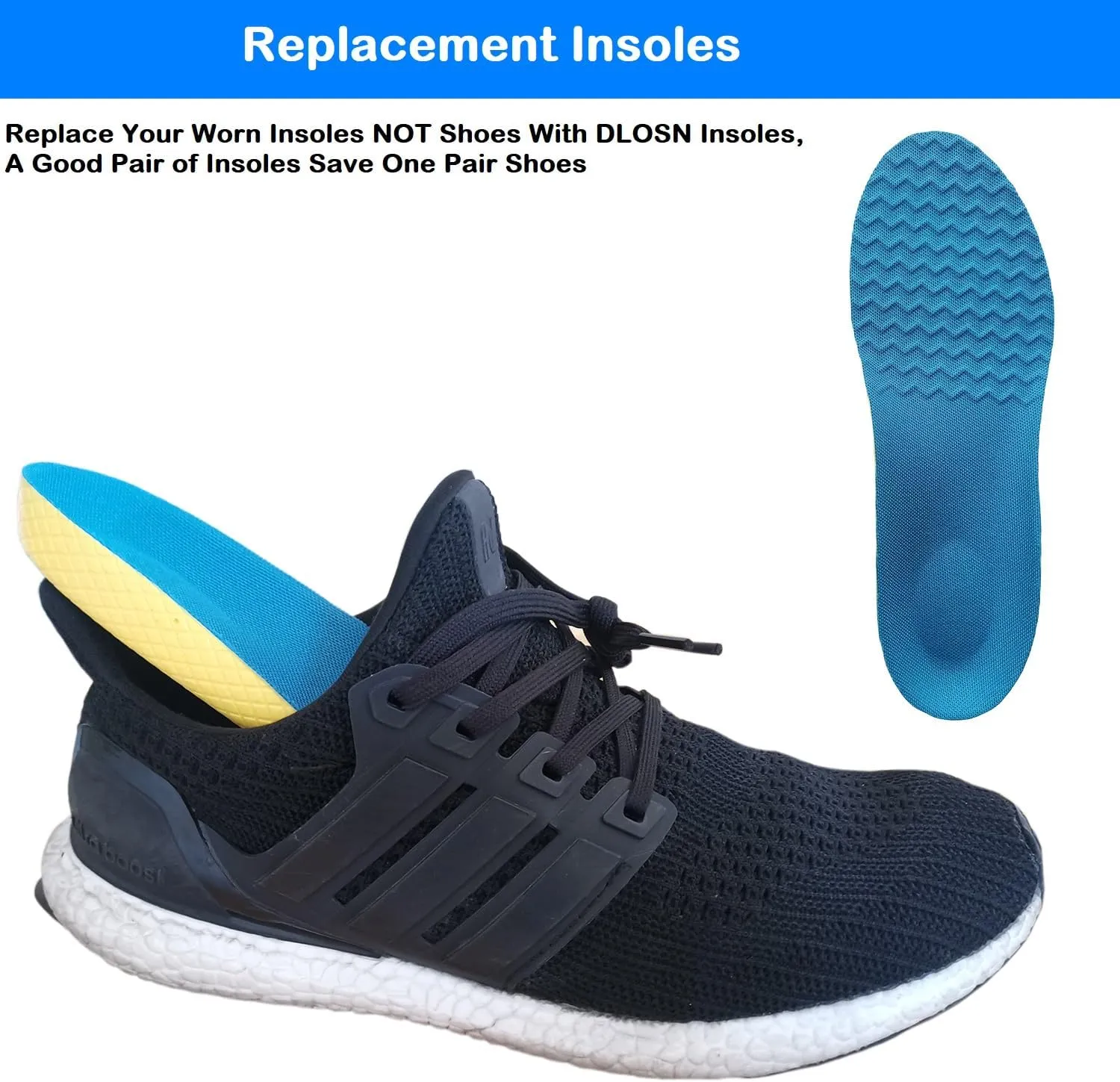 Insoles for Men and Women- Support Shock Absorption Cushioning Sports Comfort Inserts, Breathable Shoe Inner Soles for Running Walking,Hiking,Work Standing All Day (Kids 2.5-4.5 / Women 4-7)