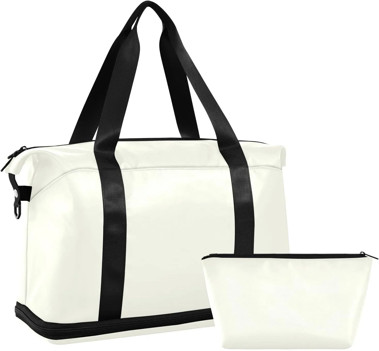 Ivory Weekender Bags for Women Travel Duffel Bags with Shoe Compartment Overnight Bag Carry on Sports Duffel Bag with Toiletry Bag for Travel/Business/Gift Ivory