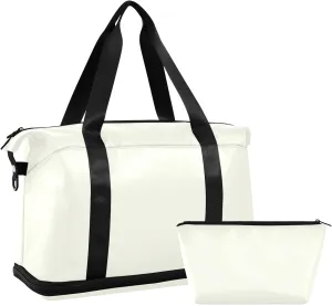 Ivory Weekender Bags for Women Travel Duffel Bags with Shoe Compartment Overnight Bag Carry on Sports Duffel Bag with Toiletry Bag for Travel/Business/Gift Ivory