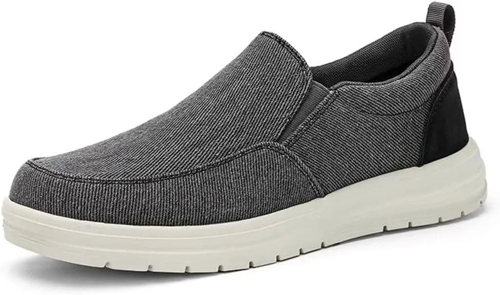 Jakcuz Men's Casual Slip on Loafers Cushion Lightweight Canvas Breathable Walking Driving Shoes