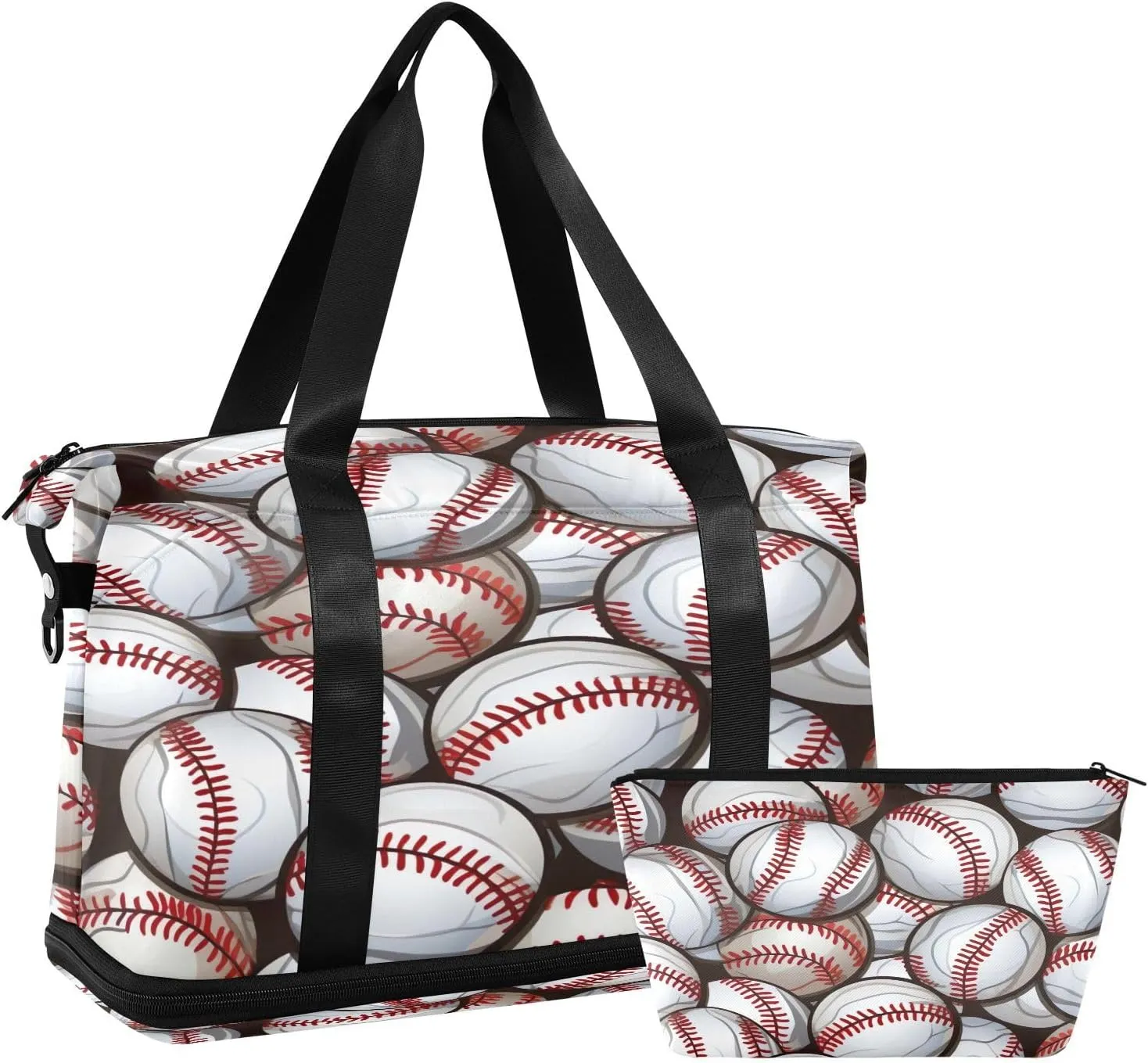 Kigai Baseball Pattern Gym Bag for Women & Men,Waterproof Weekender Overnight Bag with Shoes Compartment Sports Duffel Bag for Gym Yoga Swimming Camping